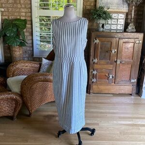BODEN SLEEVELESS STRIPED LINEN DRESS 12 NEW